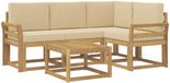 vidaXL Hoek loungeset Acaciahout Blanc et Beige