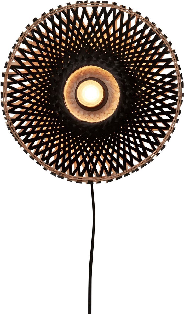 Good&Mojo Wandlamp Kalimantan - Zwart/Bamboe - Ø30cm - Binnen Modern