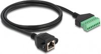 Delock RJ45 (v) - Terminal Block (2-delig) kabel - U/UTP - CAT6 Gigabit / zwart - 1 meter