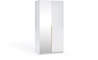 Margaret Hadas24: Kleerkast APOLLONIA met spiegel, draaideurkast, modern design, ruime opbergruimte. Afmetingen: 100 x 204 cm (wit, gouden handgrepen)
