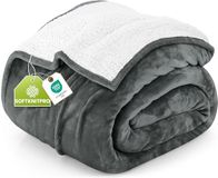 Utopia Bedding Sherpa Deken [Grijs, 259x228 cm] - 480GSM Omkeerbare Dikke Warme Fleece Deken voor Bed, Bank, Camping en Reizen