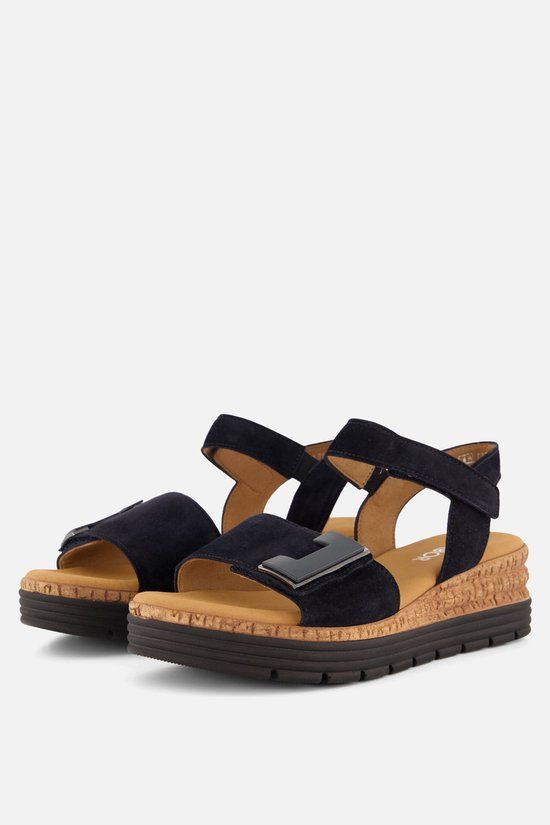 Gabor Dames Sandalen Blauw Suède Platte Sandalen
