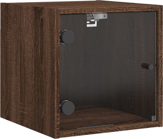 vidaXL Nachtkastje met glazen deur 35x37x35 cm bruin eikenkleur