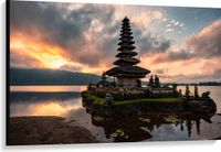 Merkloos / Sans marque Take your time Canvas - Zonsopkomst bij Pura Ulun Danu Bratan Tempel, Indonesië - 120x80 cm