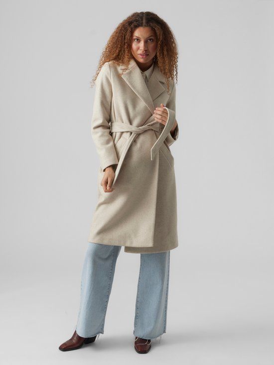 Vero Moda Vmfortuneaya Long Coat Ga Noos - Oatmeal - Women's Size L