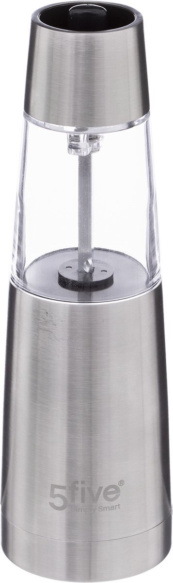 5five Elektrische pepermolen RVS/glas zilver 19 cm - Pepermaler - Kruiden en specerijen vermalers