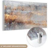 MuchoWow® Glass Painting 120x60 cm - Acrylic Glass Painting - Mist - Gold - Abstract - Photo on Glass - Paintings