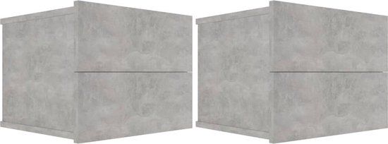 vidaXL Nachtkastjes - Set van 2 - 40x30x30 cm - Bewerkt Hout - Betongrijs