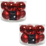 Decoris Boules de Noël - 20x pièces - rouge Noël - verre - 6 cm - brillant et mat