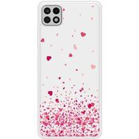 Samsung Galaxy A22 Confettis de coeurs rose Verstevigd hoesje met sublimatie bedrukking