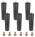 Set de 6 pieds de meuble en plastique 2,95 x 9,84 pouces Noir