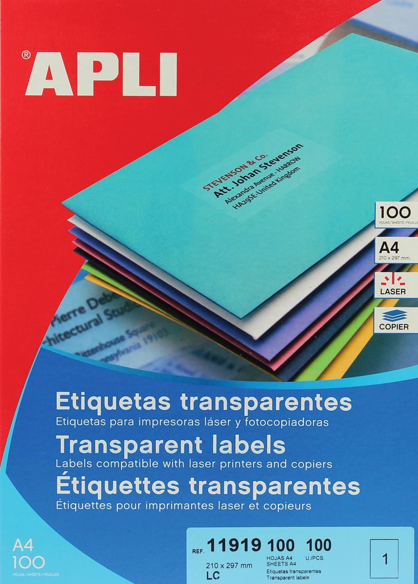 APLI Transparante etiketten ft 210 x 297 mm 100 stuks
