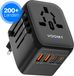 Voomy Universele Wereldstekker - 170+ landen - 2 USB-C & 2 USB-A Poorten - 20W Snellader - Reisstekker - Zwart