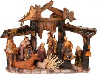 BRUBAKER Crèche - Crèche de table de 34 cm avec figurines peintes à la main de Jésus, Marie, Joseph et Rois dans la crèche avec animaux - Figurine de crèche Décoration de Noël en polyrésine