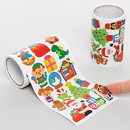 Baker Ross FE859 Kerstman werkwinkel Stickers - Pak van 600, Kinder stickers, Ideaal voor Kinder Knutselprojecten, Geweldig voor Kaarten maken en versieren van plakboeken