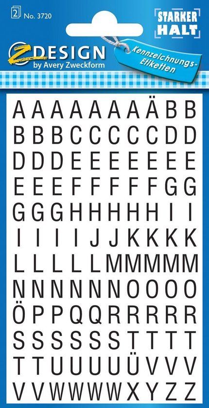 Avery Etiketten cijfers en letters A-Z - 120 stuks - zwart op wit