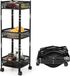 Holland Connections Chariot roulant pliable à 3 étages, chariot de cuisine en métal, chariot multifonctionnel pour cuisine, salle de bain, salon, 38 x 38 x 87 cm