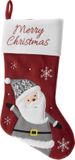 HI Decoratie chaussette de Noël - rouge - avec Père Noël - H45 cm - velours - Merry Christmas