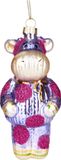 BRUBAKER Koe In Gebreid Pak Roze - Handbeschilderde Kerstbal van Glas - Handgeblazen Kerstboomversieringen Figuren Grappige Decoratieve Hangers Boombal - 13 cm