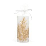 Feeric Kaars met goudkleurige bloemen, 7 x 14,5 cm
