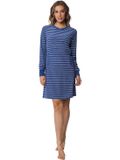 Pastunette Dames Nachthemd Linographics Badstof Blauw Gestreept Maat 36