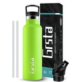 Grsta Thermosfles met rietje, 500 ml, roestvrij staal, thermosfles, BPA-vrij, lekvrij, voor koolzuurhoudende dranken