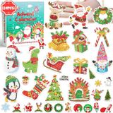 oCreon Adventskalender 2024 - Meisjes - Kerstmis - Knutselen - 24 stuks - Sleutelhanger - 50 stuks stickers - Kerstmis - 24 dagen