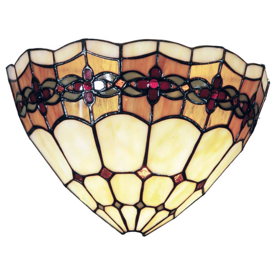 Clayre & Eef wandlamp tiffany compleet 30x14x20 cm 1x e14 max 40w. - oranje multi colour - ijzer glas