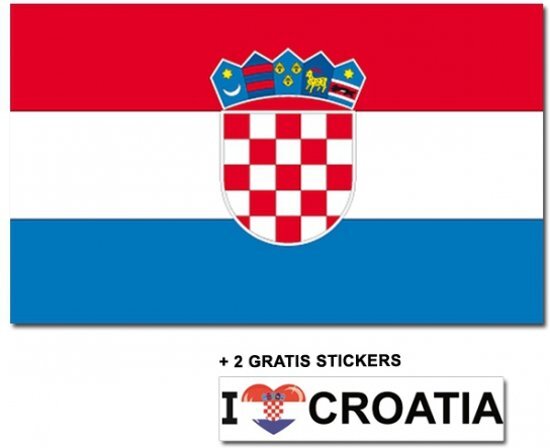 - Kroatische vlag met 2 gratis Kroatie stickers