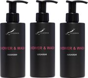 Claudius Cosmetics B.V. Shower & Wash Hamam 300 ml - met pomp - zwarte fles - set van 3 stuks