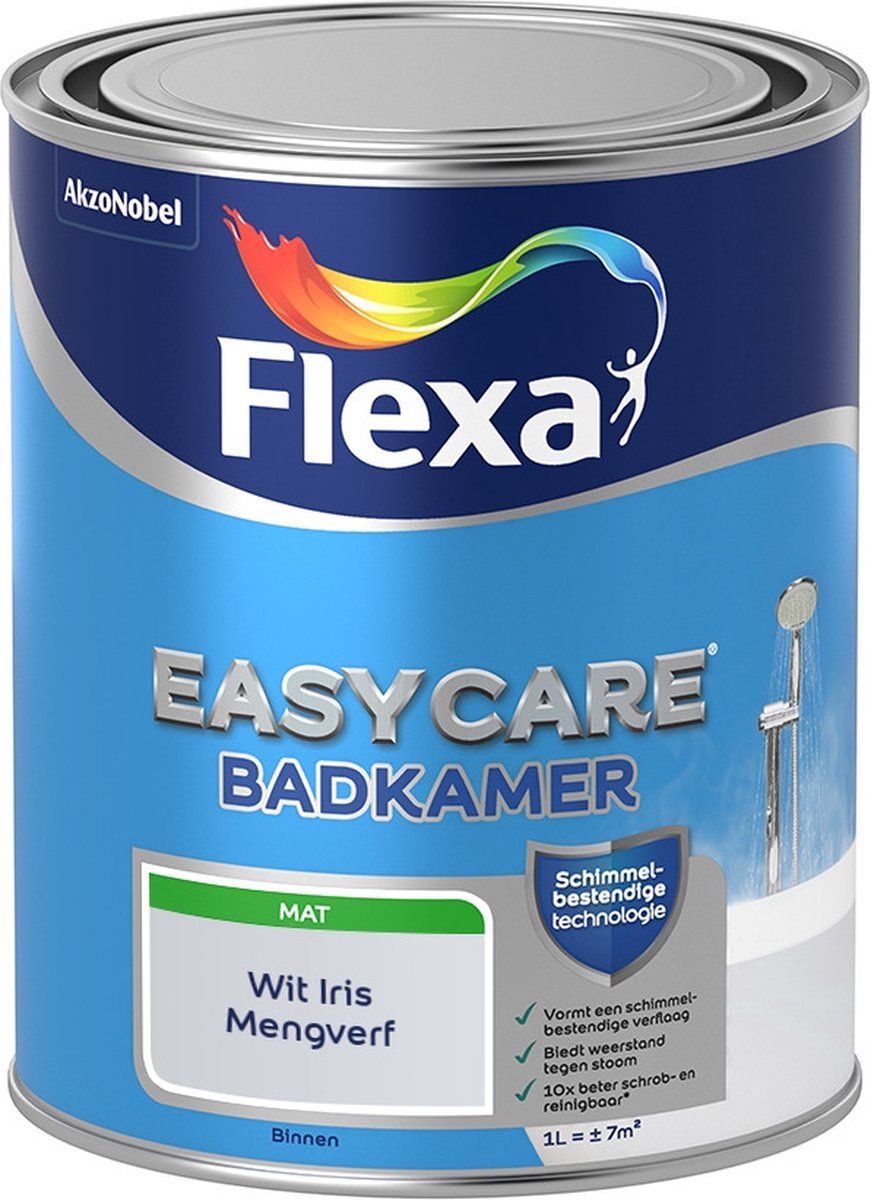 FLEXA Easycare Muurverf - Badkamer - Mat - Wit Iris - 1 liter
