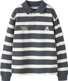 NAME IT - NKMLEANDRO LS NREG SWEAT POLO BOX - Jongens - Sweaters - Katoen - 100 % - Herfst/Winter - Ombre Blue - Maat 146/152