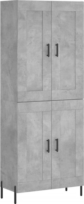 vidaXL Hoge kast 69,5x34x180 cm bewerkt hout betongrijs