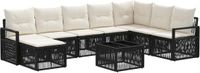 vidaXL Tuinbank - Set - 8 zitplekken - Zwart - Polyrattan