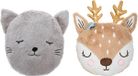 Atmosphera Dieren sierkussen set kinderkamer - kat/poes en hert - 27/31 cm - polyester