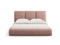 Rose Chenille lit de rangement avec tête de lit 160x200cm