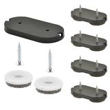 WAGNER QuickClick® Viltglijders Meubelglijders I set van 4 om vast te schroeven I 4x basisdeel + 8x schroef+glijderinzetstuk vervangbaar - wolvilt ULTRASOFT - 62 x 30 mm - Made in Germany - 15781300
