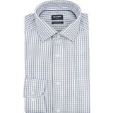 OLYMP Luxor modern fit chemise - popeline - blanc à carreaux vert olive et bleu clair - Repassage facile - Tour de cou : 46 (taille UE : XXL)