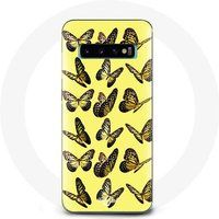 Maniacase Etui voor Samsung Galaxy S10 Edge Vlinders Gele Achtergrond