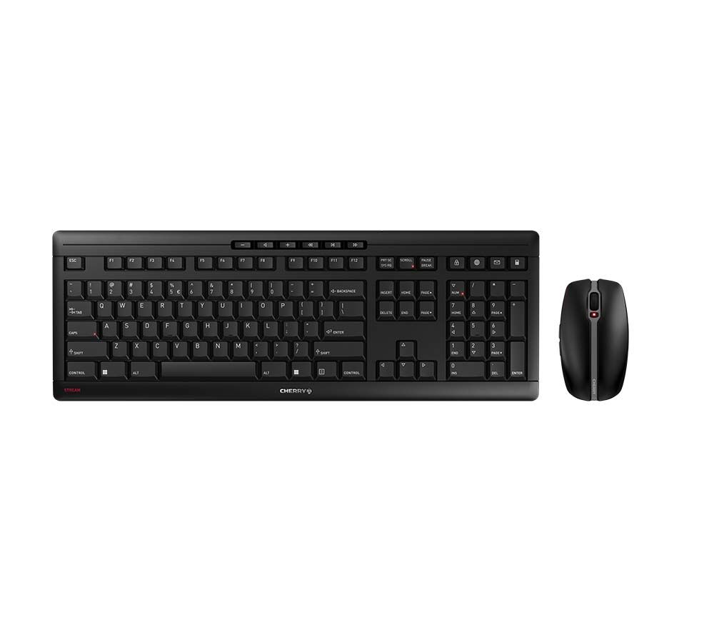 CHERRY Stream Desktop - Draadloos QWERTY US Engels Toetsenbord & Muis Set - Zwart