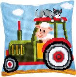 VERVACO Borduurpakket Kussen Kruissteek TRACTOR