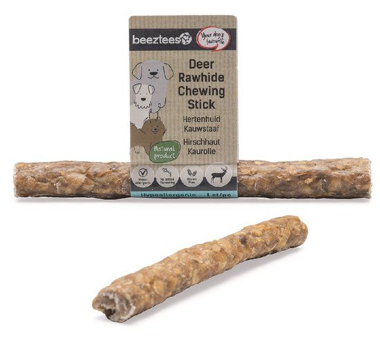 Beeztees Hertenhuid Kauwstaaf - 15 cm