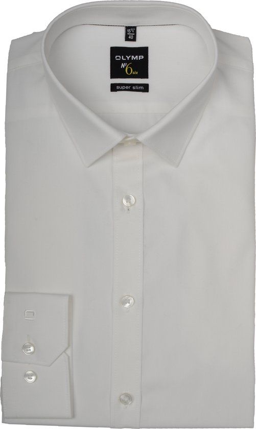 OLYMP No. Six Super Slim Fit Overhemd - Beige - Maat 40