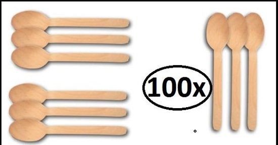 Themaparty Houten lepel 16cm - 100 stuks