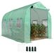 Serre en film - Serre de jardin/tunnel - 5,75 m² - 2,95 x 1,95 x 1,96 m - Film HDPE imperméable et cadre en acier - Porte et 6 fenêtres rabattables - Vert