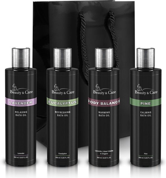 Beauty & Care Cadeaupakket badolie XL - Eucalyptus badolie - Body Balance badolie - Lavendel badolie - Dennen badolie