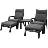 AVH-Collectie Vegas Vegas lounge balkonset 5 delig verstelbaar antraciet aluminium