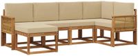vidaXL - Hoek loungeset - 6 zitplaatsen - Polyester - Natuurlijk en beige