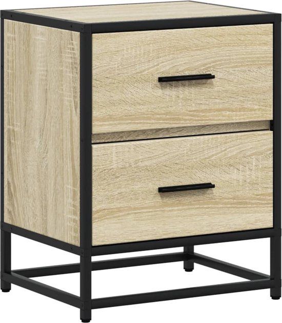 vidaXL Nachtkastje 40x31x50 cm bewerkt hout sonoma eikenkleurig