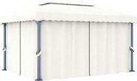 vidaXL Prieel met gordijn 4x3 m aluminium crèmewit